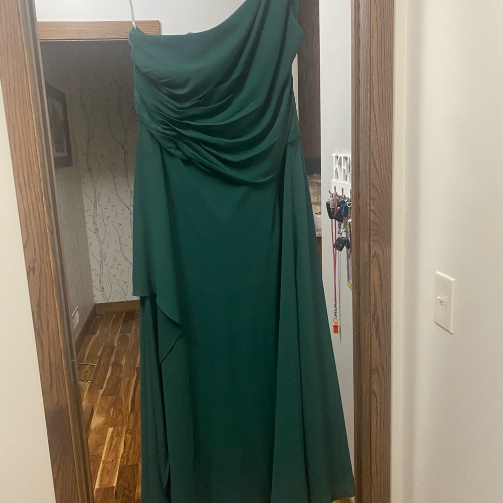 David’s Bridal Juniper green dress